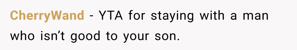 CherryWand - YTA for staying with a man who isn’t good to your son.