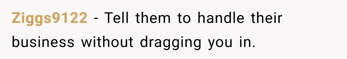 Ziggs9122 - Tell them to handle their business without dragging you in.