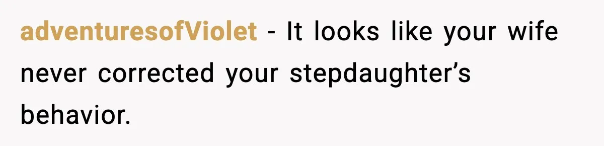 adventuresofViolet - It looks like your wife never corrected your stepdaughter’s behavior.