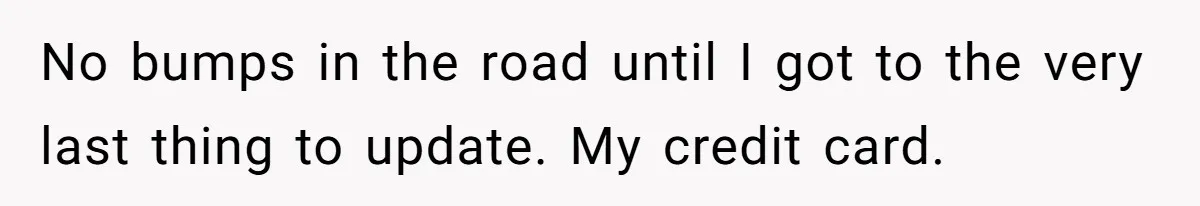 She Sent the Same Fax Over 150 Times to Force a Credit Card Company to Do Their Job No bumps in the road until I got to the very last thing to update. My credit card.