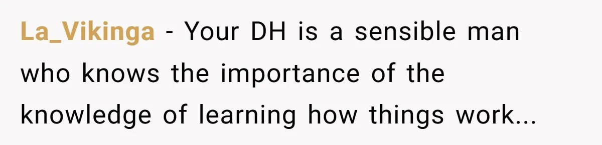 La_Vikinga - Your DH is a sensible man who knows the importance of the knowledge of learning how things work...