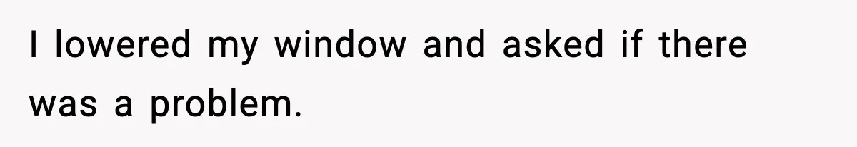 I lowered my window and asked if there was a problem.