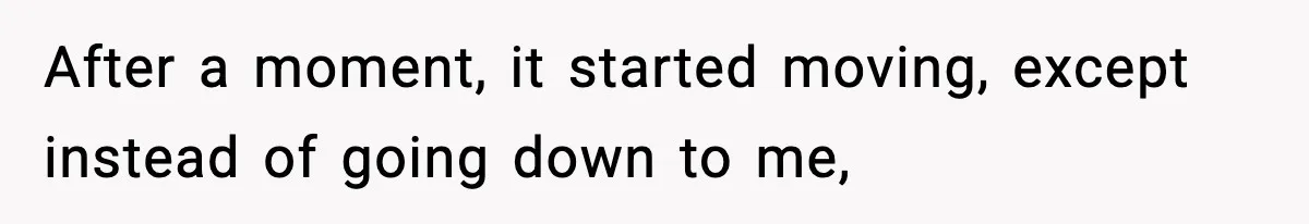 After a moment, it started moving, except instead of going down to me,