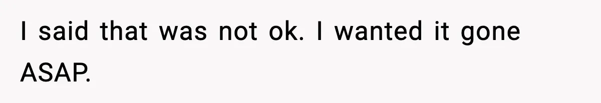 I said that was not ok. I wanted it gone ASAP.