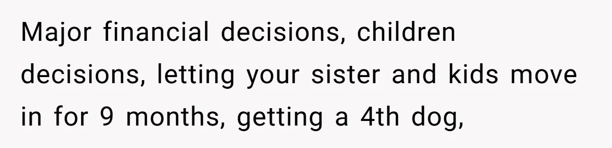 Rich Husband Who Idolizes Elon Musk Gets Stopped By Wife From Buying His Dream Cybertruck Major financial decisions, children decisions, letting your sister and kids move in for 9 months, getting a 4th dog,