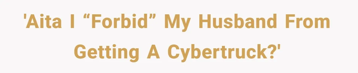 Rich Husband Who Idolizes Elon Musk Gets Stopped By Wife From Buying His Dream Cybertruck 'AITA I “forbid” my husband from getting a cybertruck?'
