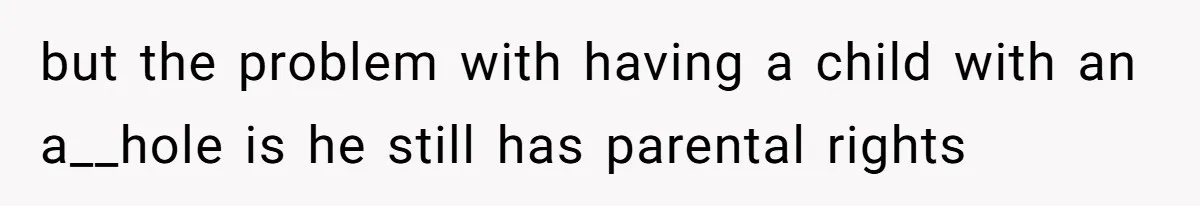but the problem with having a child with an a__hole is he still has parental rights