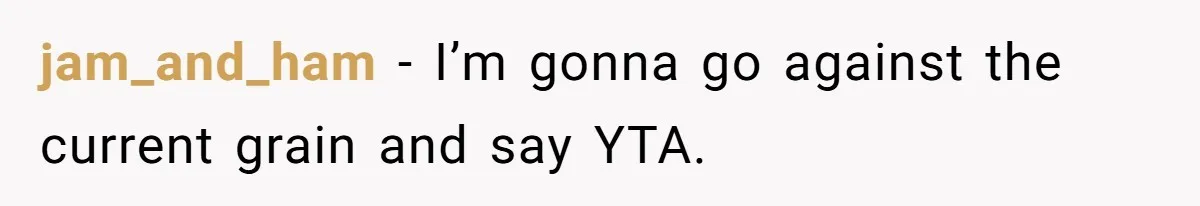 jam_and_ham − I’m gonna go against the current grain and say YTA.
