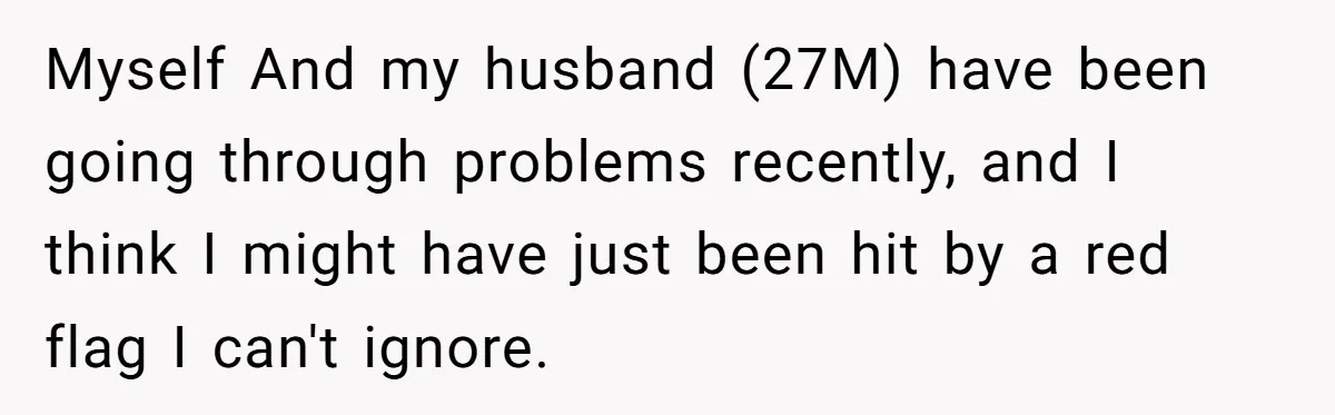 Myself And my husband (27M) have been going through problems recently, and I think I might have just been hit by a red flag I can't ignore.