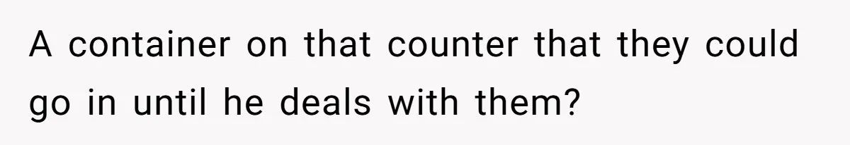 A container on that counter that they could go in until he deals with them?