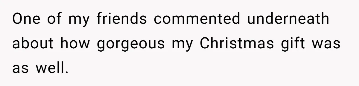 One of my friends commented underneath about how gorgeous my Christmas gift was as well.