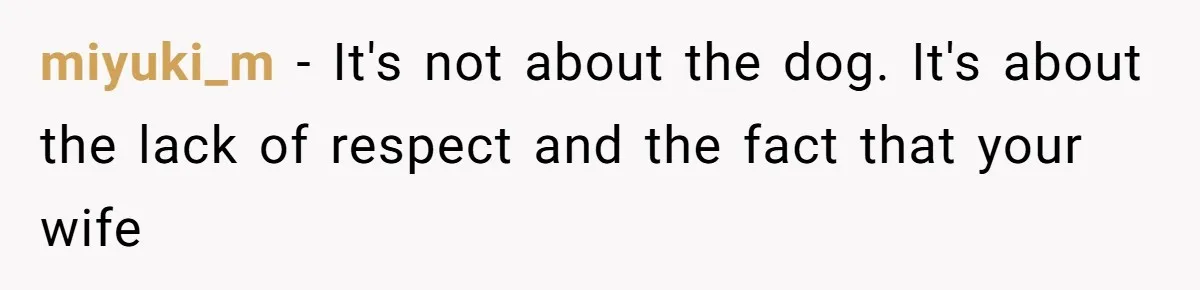 miyuki_m − It's not about the dog. It's about the lack of respect and the fact that your wife