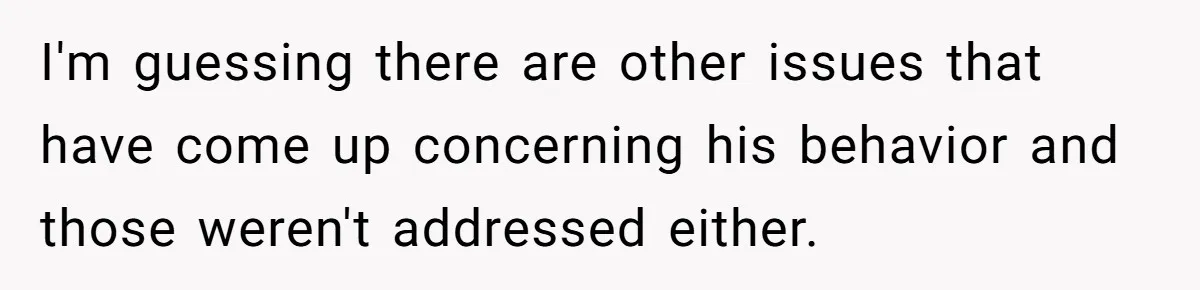 I'm guessing there are other issues that have come up concerning his behavior and those weren't addressed either.