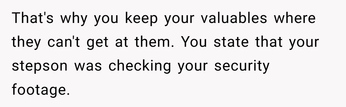 That's why you keep your valuables where they can't get at them. You state that your stepson was checking your security footage.
