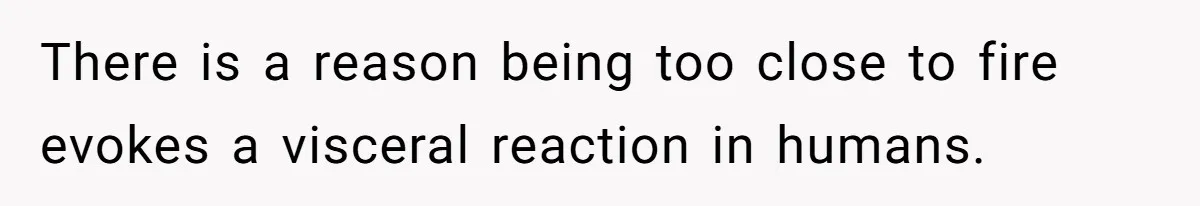There is a reason being too close to fire evokes a visceral reaction in humans.