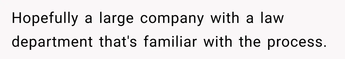 Hopefully a large company with a law department that's familiar with the process.