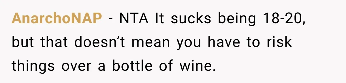AnarchoNAP − NTA It sucks being 18-20, but that doesn’t mean you have to risk things over a bottle of wine.