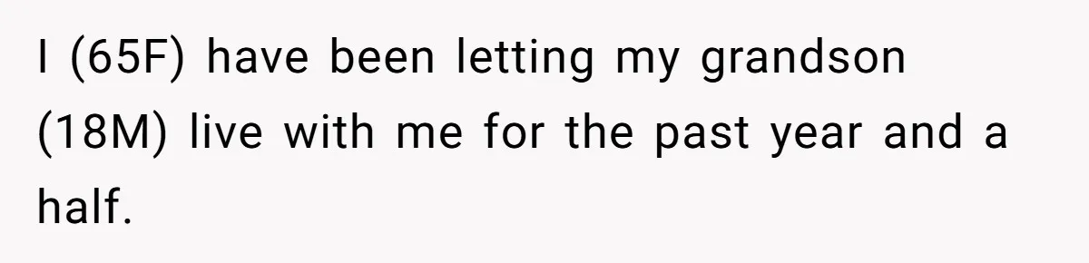 I (65F) have been letting my grandson (18M) live with me for the past year and a half.