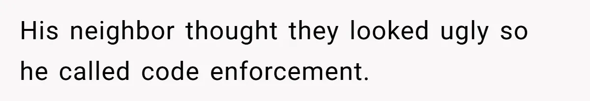 His neighbor thought they looked ugly so he called code enforcement.