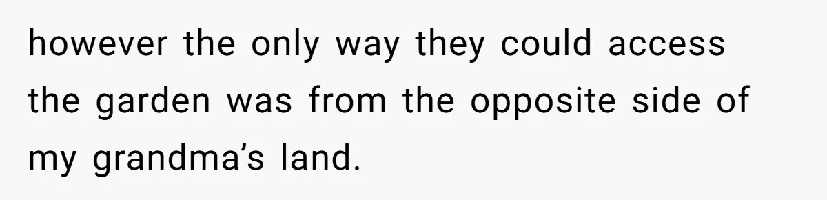 however the only way they could access the garden was from the opposite side of my grandma’s land.
