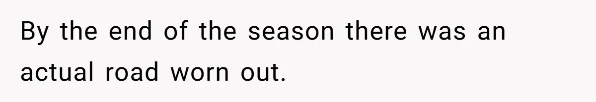 By the end of the season there was an actual road worn out.