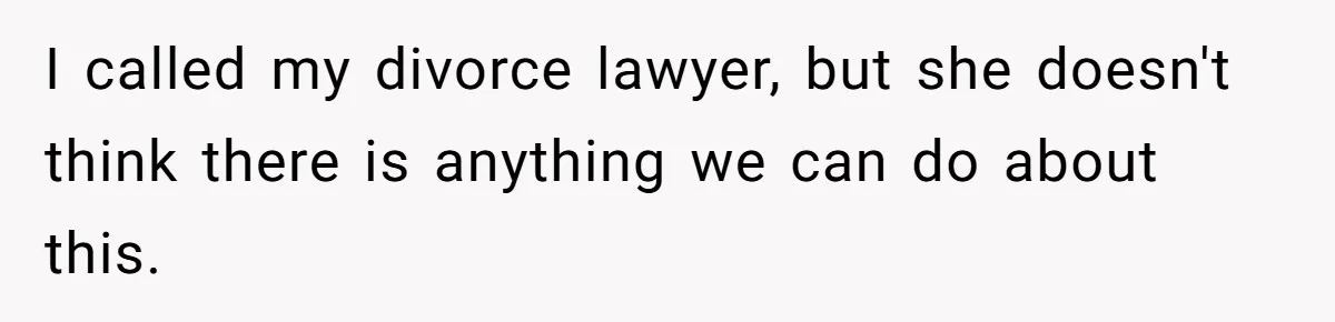 I called my divorce lawyer, but she doesn't think there is anything we can do about this.