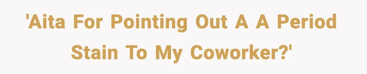 'AITA for pointing out a a period stain to my coworker?'