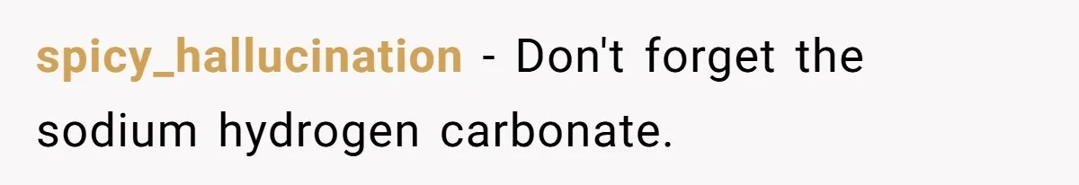 spicy_hallucination − Don't forget the sodium hydrogen carbonate.