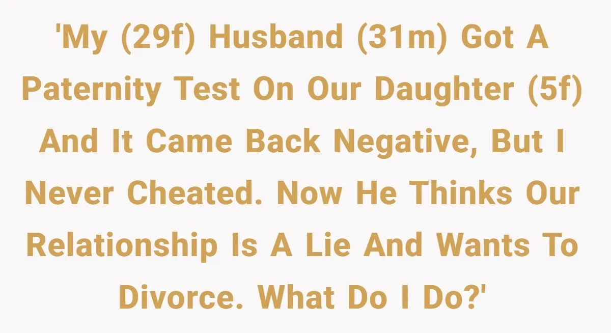 'My (29F) husband (31M) got a paternity test on our daughter (5F) and it came back negative, but I never cheated. Now he thinks our relationship is a lie and...