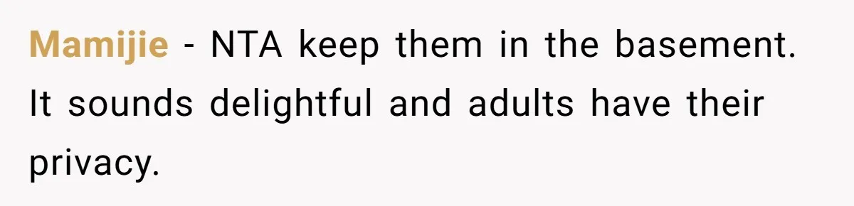 Mamijie − NTA keep them in the basement. It sounds delightful and adults have their privacy.