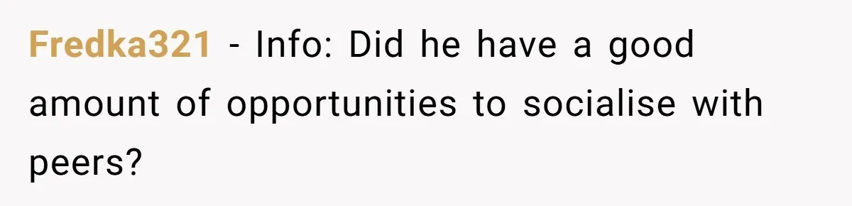 Fredka321 − Info: Did he have a good amount of opportunities to socialise with peers?