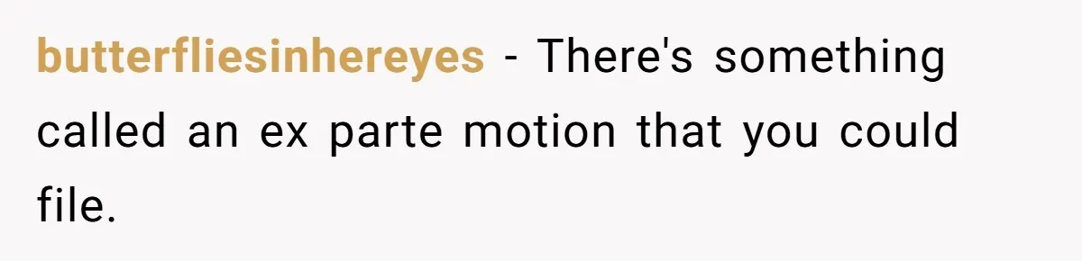 butterfliesinhereyes − There's something called an ex parte motion that you could file.