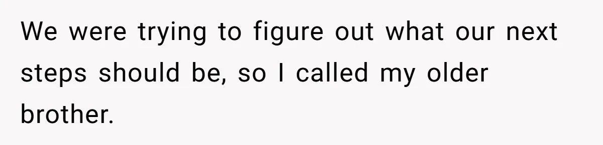We were trying to figure out what our next steps should be, so I called my older brother.