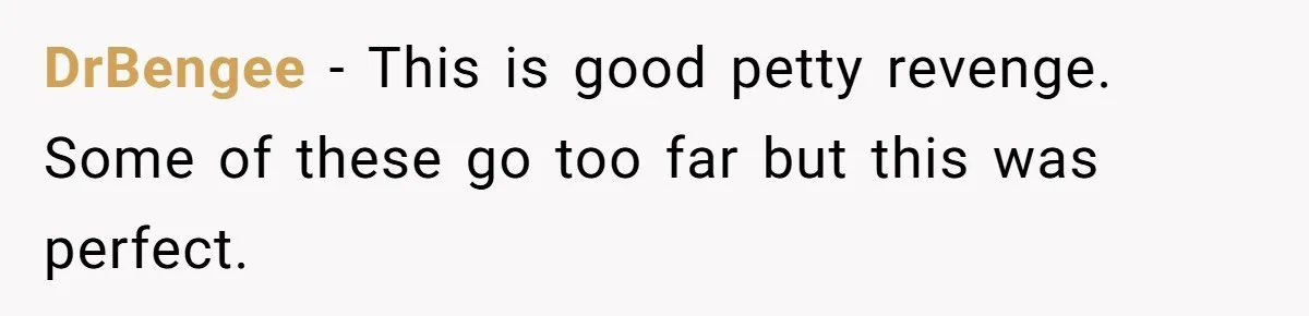 DrBengee - This is good petty revenge. Some of these go too far but this was perfect.