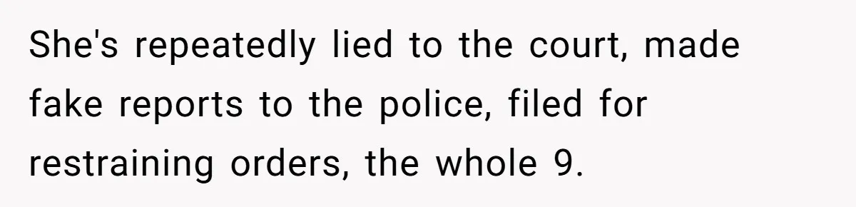 Dad Sends Ex Details Of Tiny Pay Rise And Watches Her Lawyer Bill Explode Over Two Dollars Monthly She's repeatedly lied to the court, made fake reports to the police, filed for restraining orders, the whole 9.