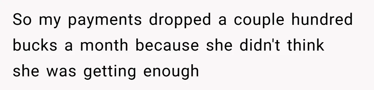 Dad Sends Ex Details Of Tiny Pay Rise And Watches Her Lawyer Bill Explode Over Two Dollars Monthly So my payments dropped a couple hundred bucks a month because she didn't think she was getting enough