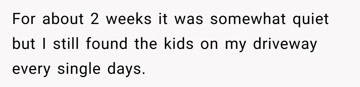 For about 2 weeks it was somewhat quiet but I still found the kids on my driveway every single days.