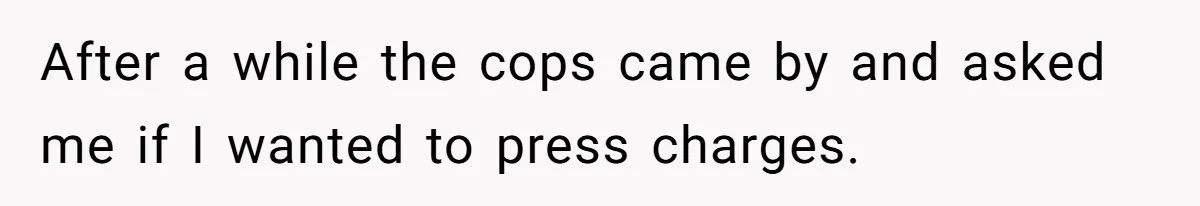 After a while the cops came by and asked me if I wanted to press charges.