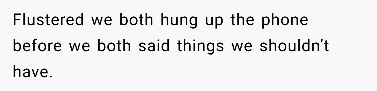 Flustered we both hung up the phone before we both said things we shouldn’t have.