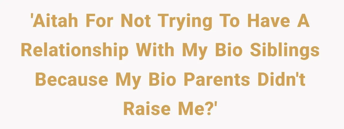 Teen Rejects Family Push To Bond With Bio Siblings, Says His Parents’ Abandonment Was Unforgivable 'AITAH for not trying to have a relationship with my bio siblings because my bio parents didn't raise me?'