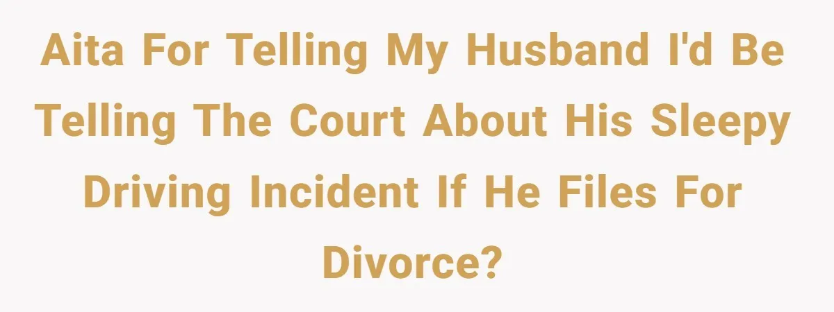 AITA for telling my husband I'd be telling the court about his sleepy driving incident if he files for divorce?