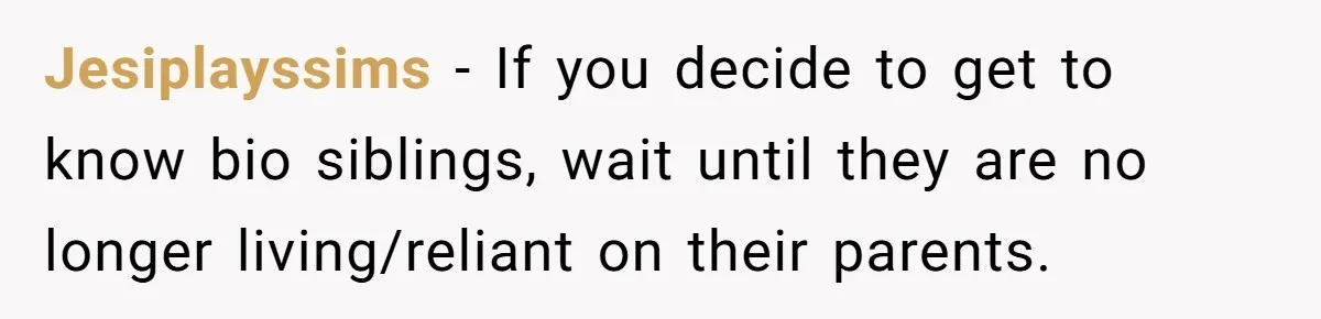 Teen Rejects Family Push To Bond With Bio Siblings, Says His Parents’ Abandonment Was Unforgivable Jesiplayssims − If you decide to get to know bio siblings, wait until they are no longer living/reliant on their parents.