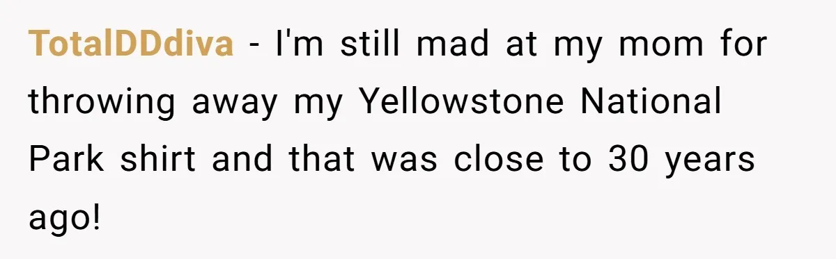 TotalDDdiva − I'm still mad at my mom for throwing away my Yellowstone National Park shirt and that was close to 30 years ago!