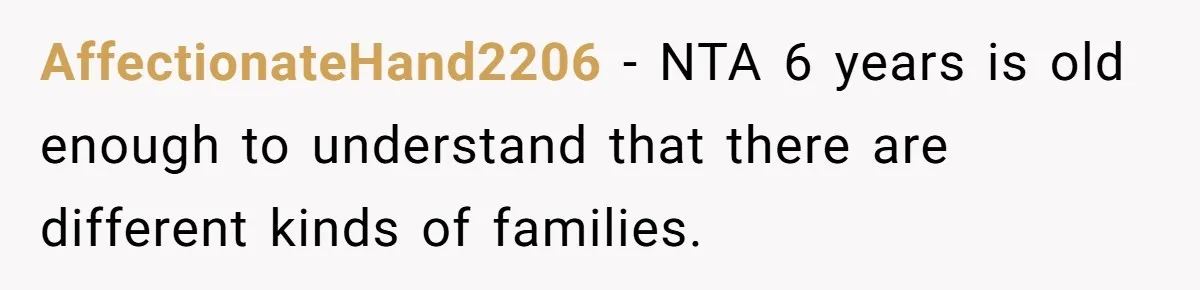 AffectionateHand2206 − NTA 6 years is old enough to understand that there are different kinds of families.