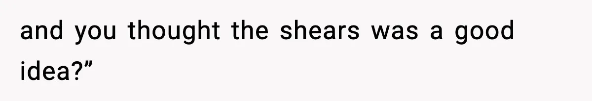 and you thought the shears was a good idea?”