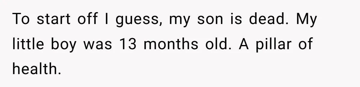 Husband and Wife Go No-Contact With Parents Who Ruined Their Son’s Goodbye To start off I guess, my son is dead. My little boy was 13 months old. A pillar of health.
