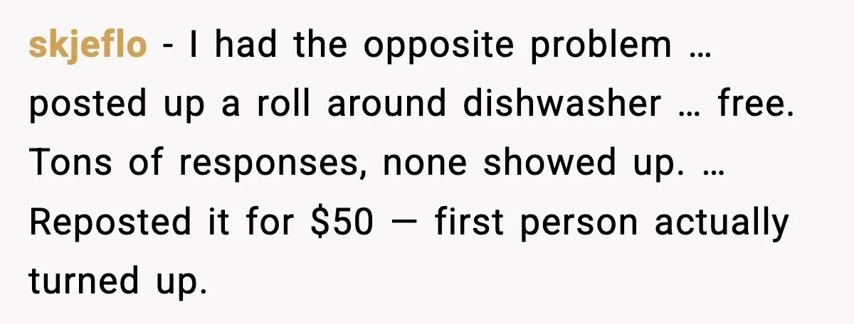 He Lists It for $1 and Expects $4,000? Challenge Accepted skjeflo - I had the opposite problem … posted up a roll around dishwasher … free. Tons of responses, none showed up. … Reposted it for $50 — first person...