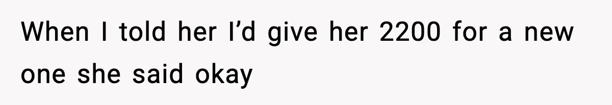 When I told her I’d give her 2200 for a new one she said okay