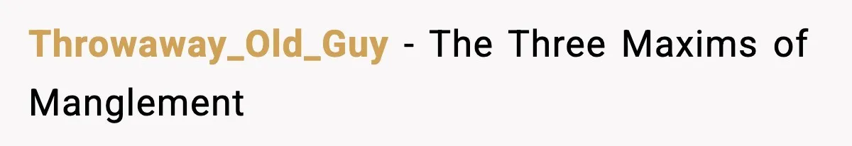 Throwaway_Old_Guy − The Three Maxims of Manglement