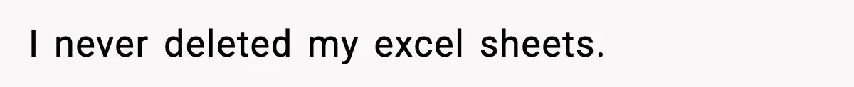I never deleted my excel sheets.